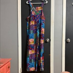 No Brand Wide Leg Print Overalls Size: L Inseam: 25”